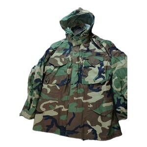 US Army Hooded Camo ColdWeather Heavy Authentic Military Coat Jacket SMALL SHORT